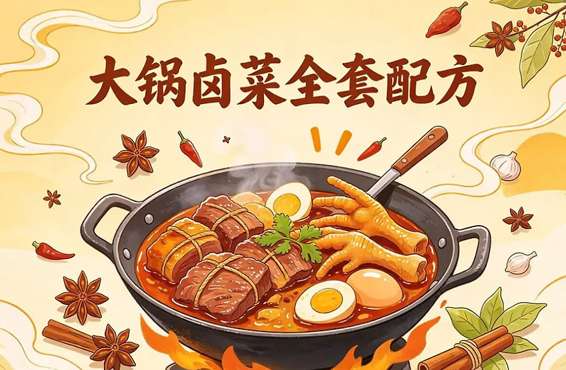 大锅卤菜全套配方，从卤水调制到开店全流程