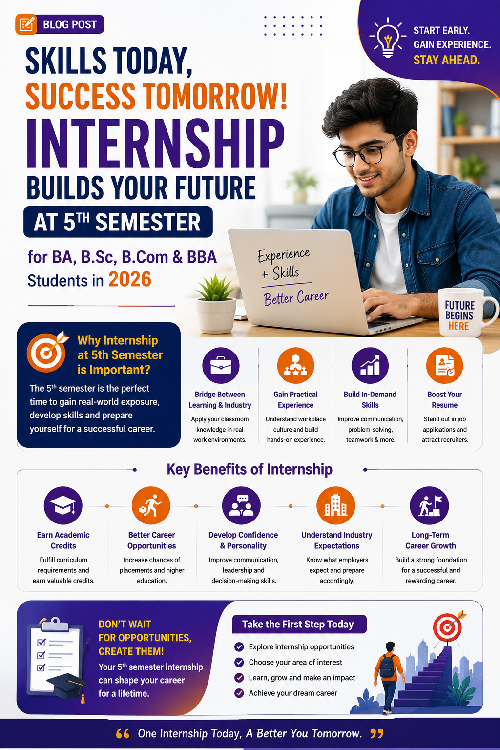 Skills today success tomorrow - internship at 5th semester builds future for BA BSc BCom BBA students 2026