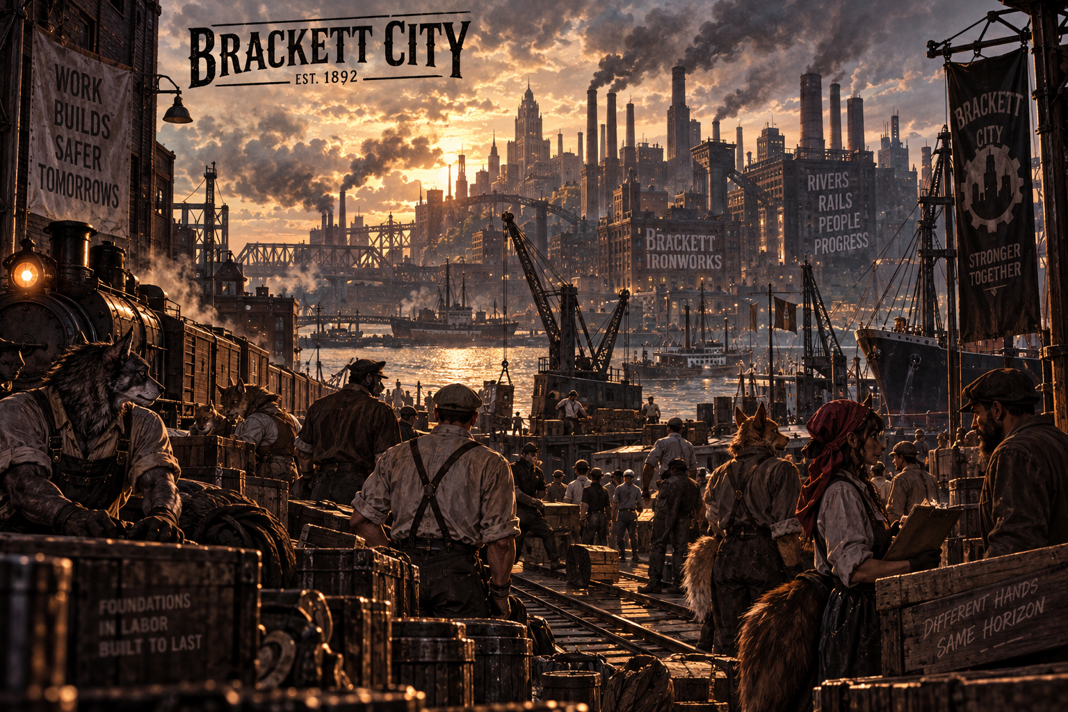 Historic Brackett City during its industrial founding era