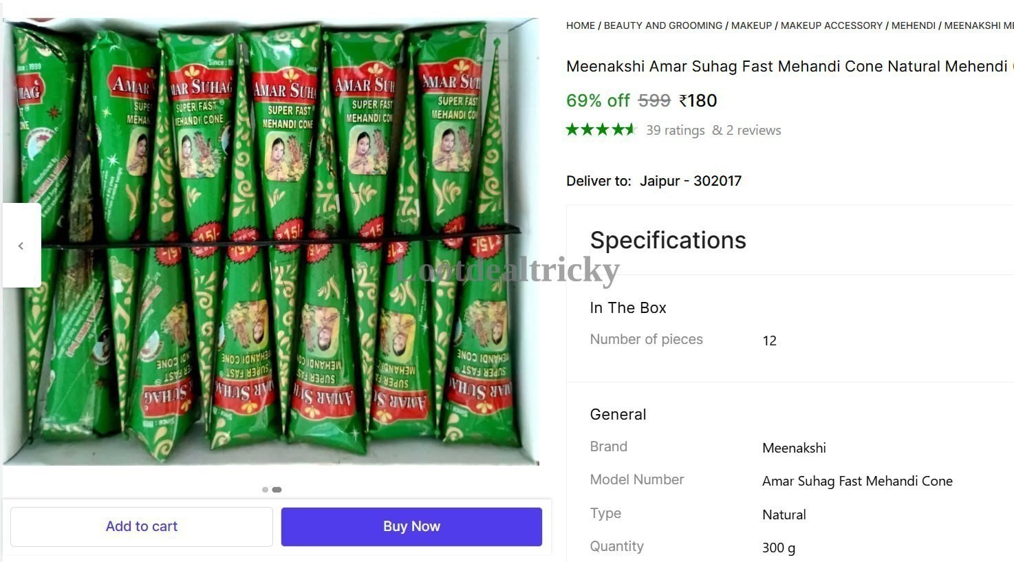 Natural Mehendi Cone Offer Image