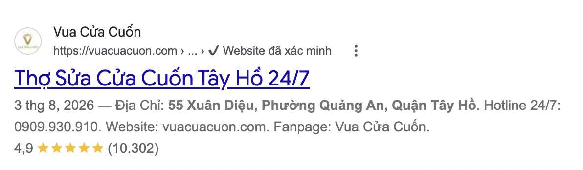 Kết quả Google cần bấm vào