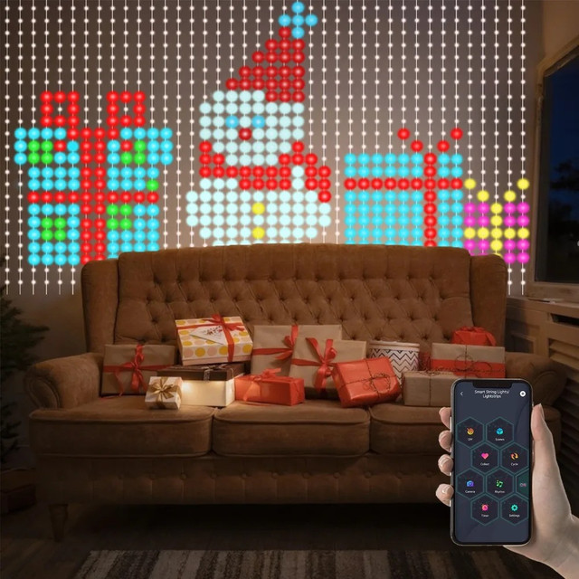 RGB colour changing smart curtain lights