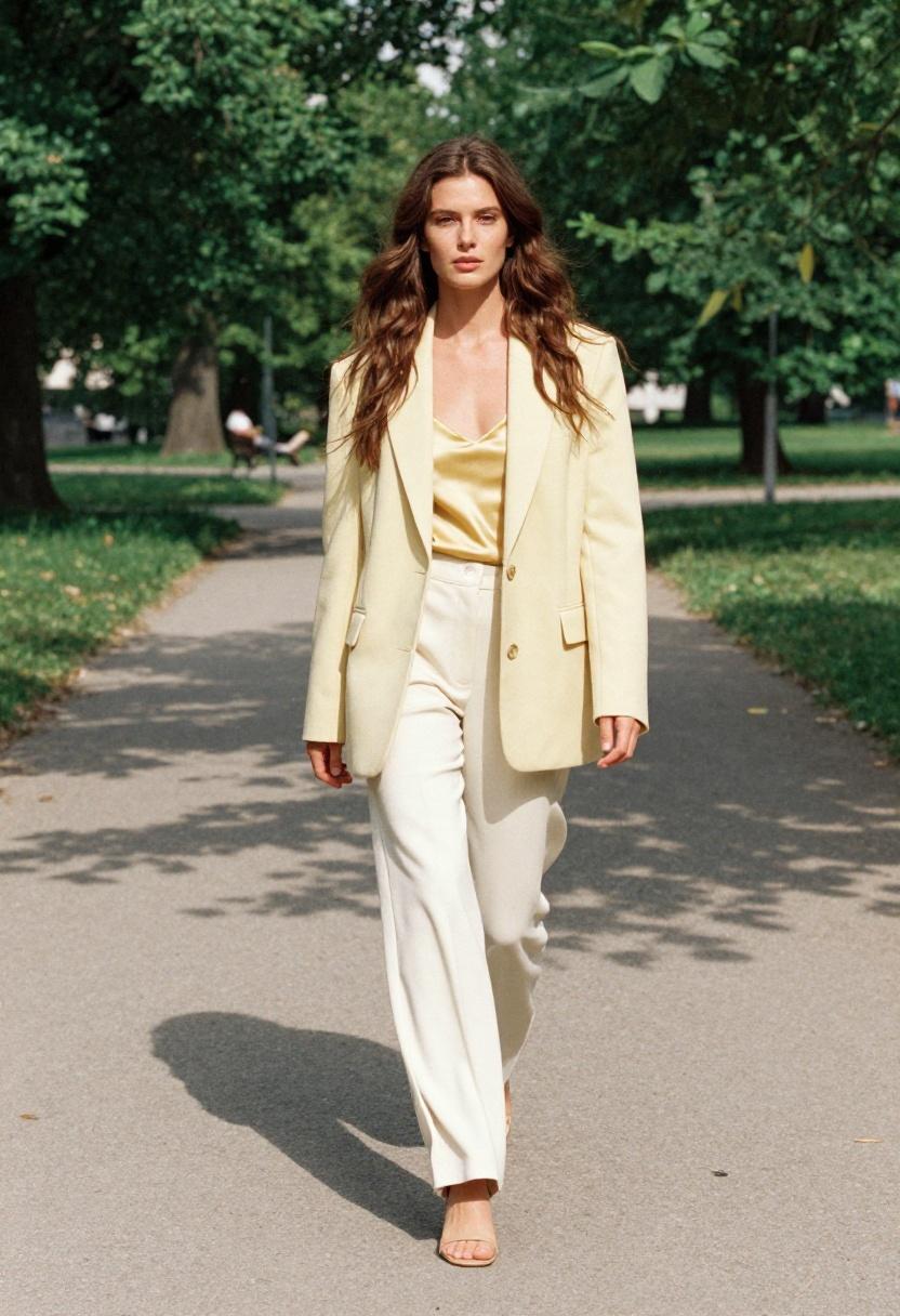 butter yellow blazer matching cami set spring park walk