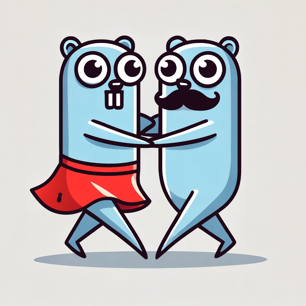 Two gophers dancing tango