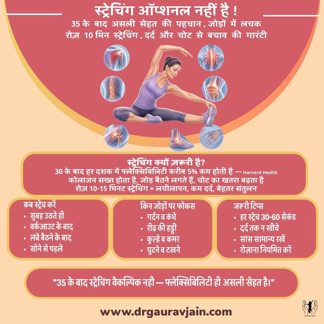 स्ट्रेचिंग ऑप्शनल नहीं है — 35 के बाद फ्लेक्सिबिलिटी ही असली सेहत है