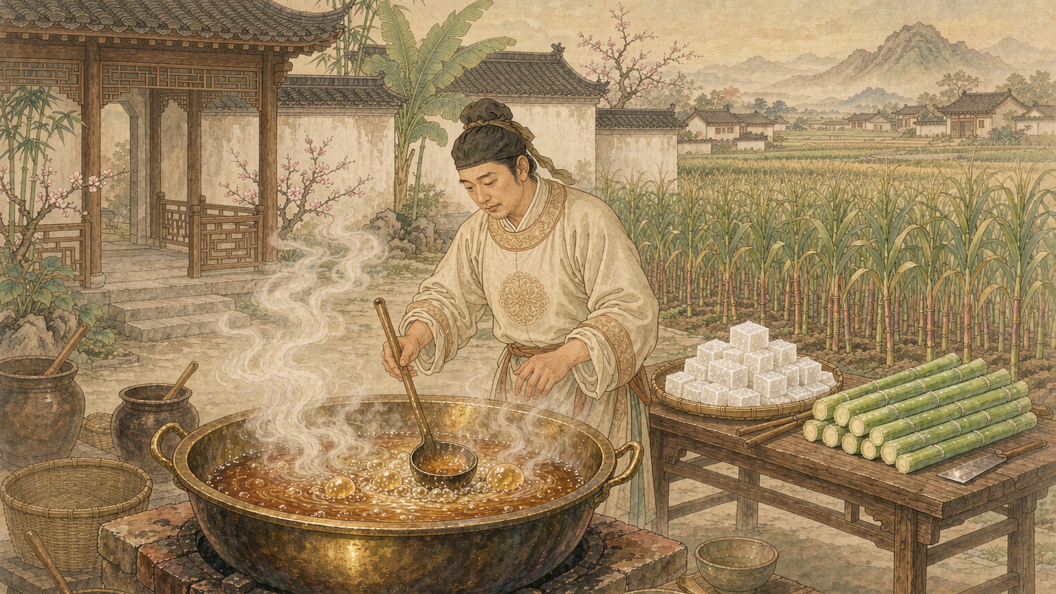 唐代熬糖国风插画