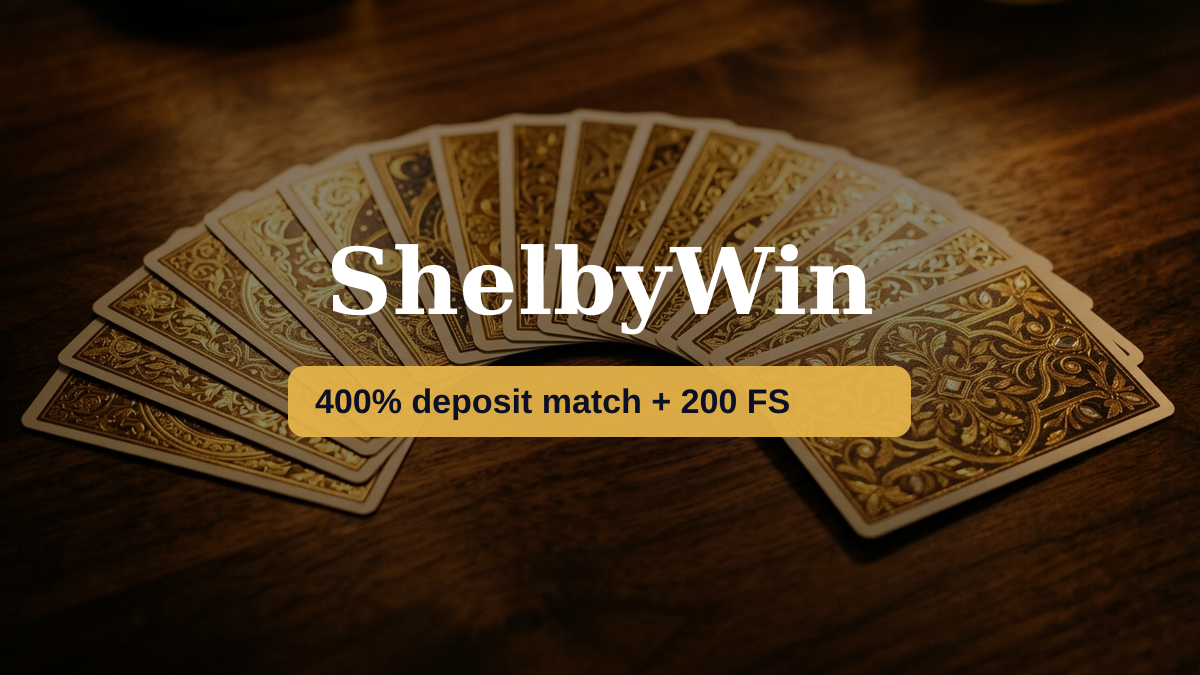 ShelbyWin casino — welcome bonus 400% deposit match + 200 FS, payments: Visa, Mastercard, Apple Pay, Google Pay, Bitcoin