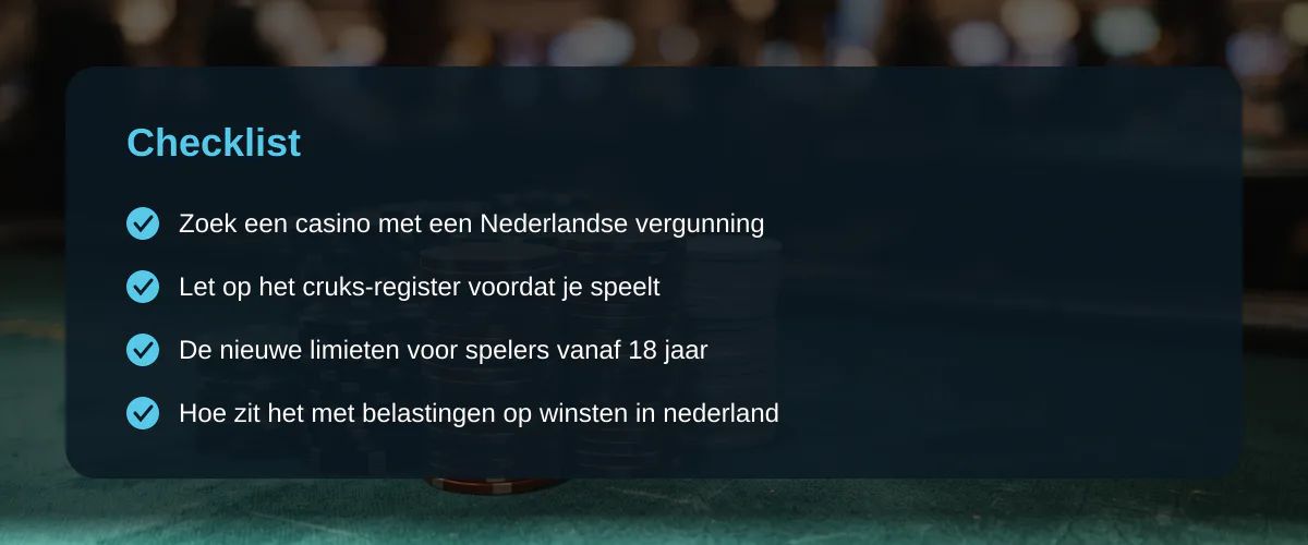 Speel veilig en verantwoord bij een holland online casino — Checklist