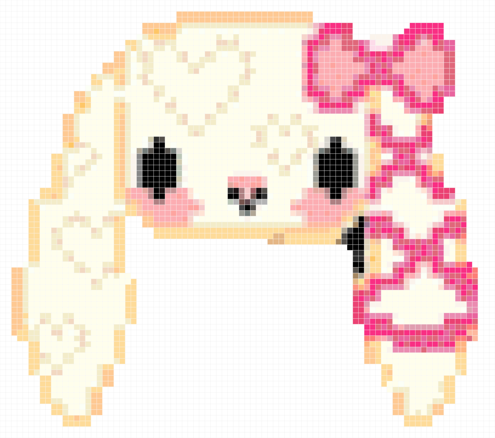 Cute Pink Bow Bunny Pixel Art Pattern