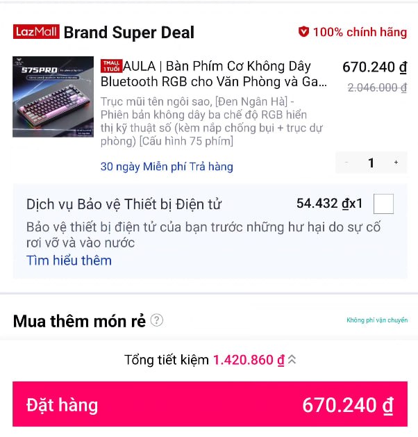 AULA | Bàn Phím Cơ Không Dây Bluetooth RGB cho Văn Phòng và Game F75 Keys