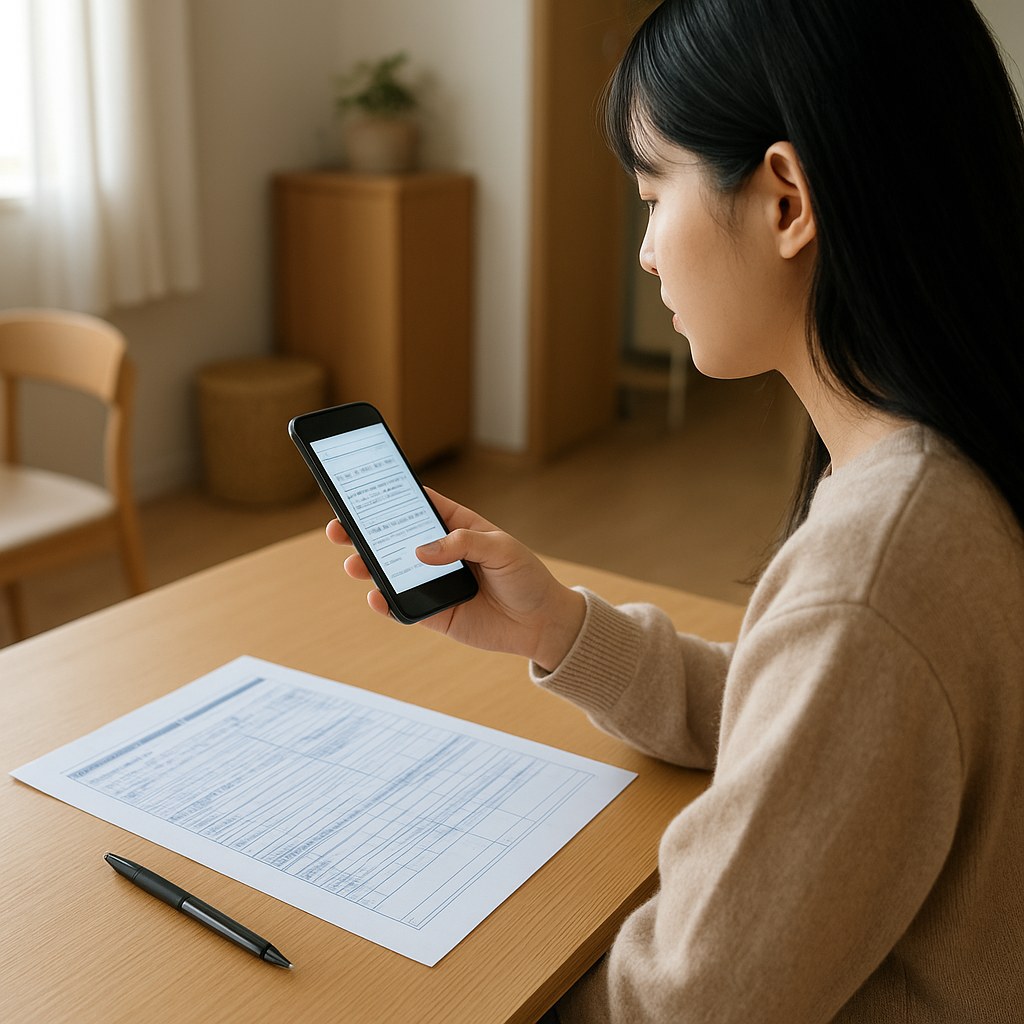 korean student checking scholarship documents