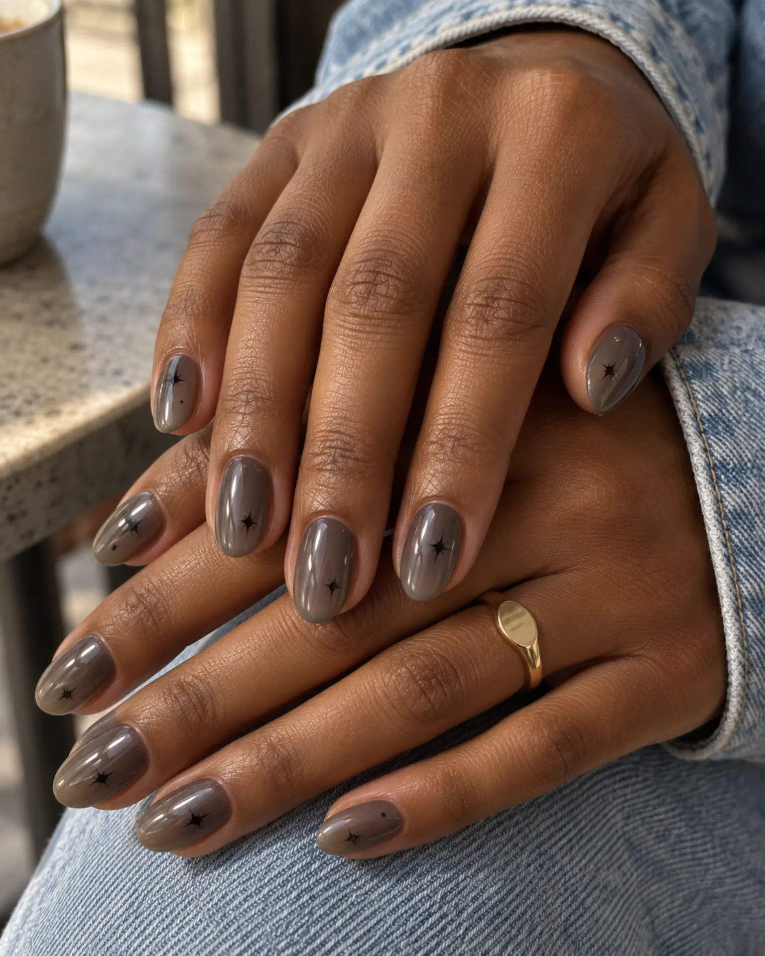Smoky Gray Tiny Motif manicure inspiration for halloween nail ideas