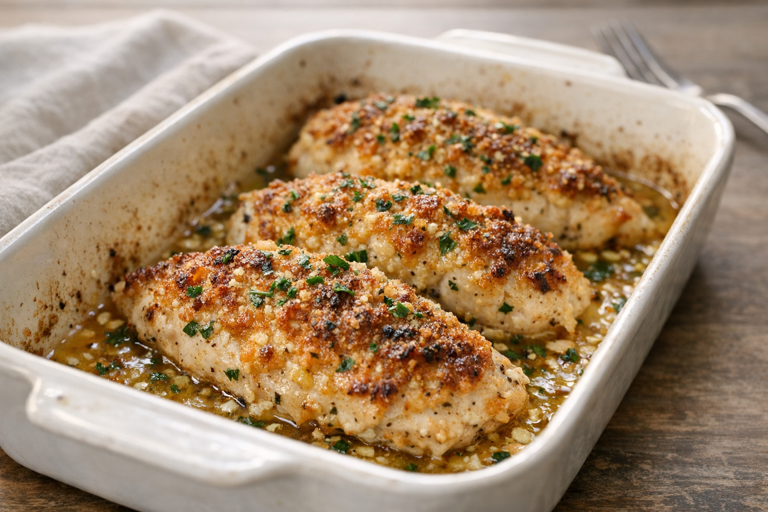 Easy Garlic Parmesan Chicken Bake (Crispy & Juicy)