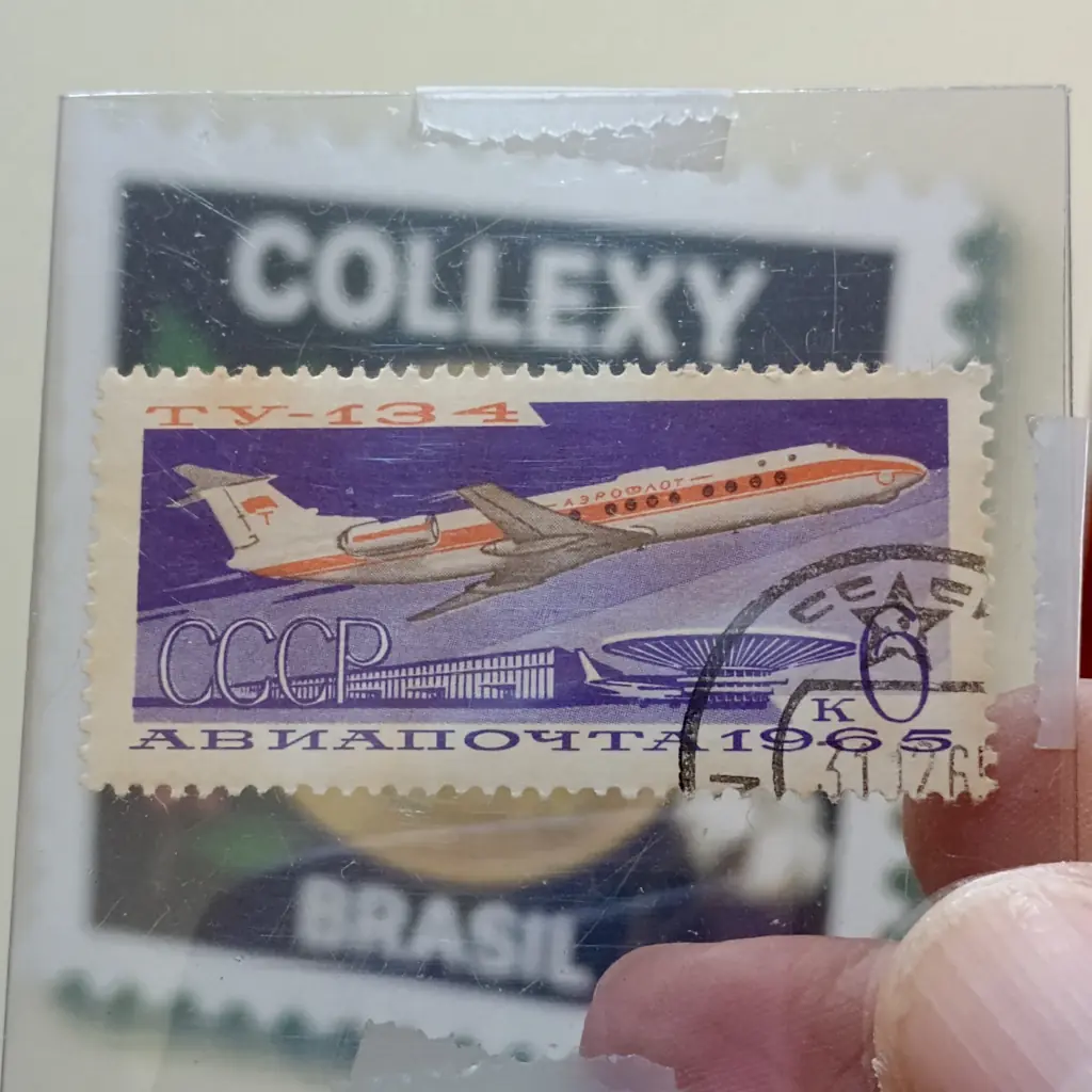 5 Selos postais URSS 1965 – Série Completa Correio Aéreo – Aviação Civil Era Soviética. - Foto 4