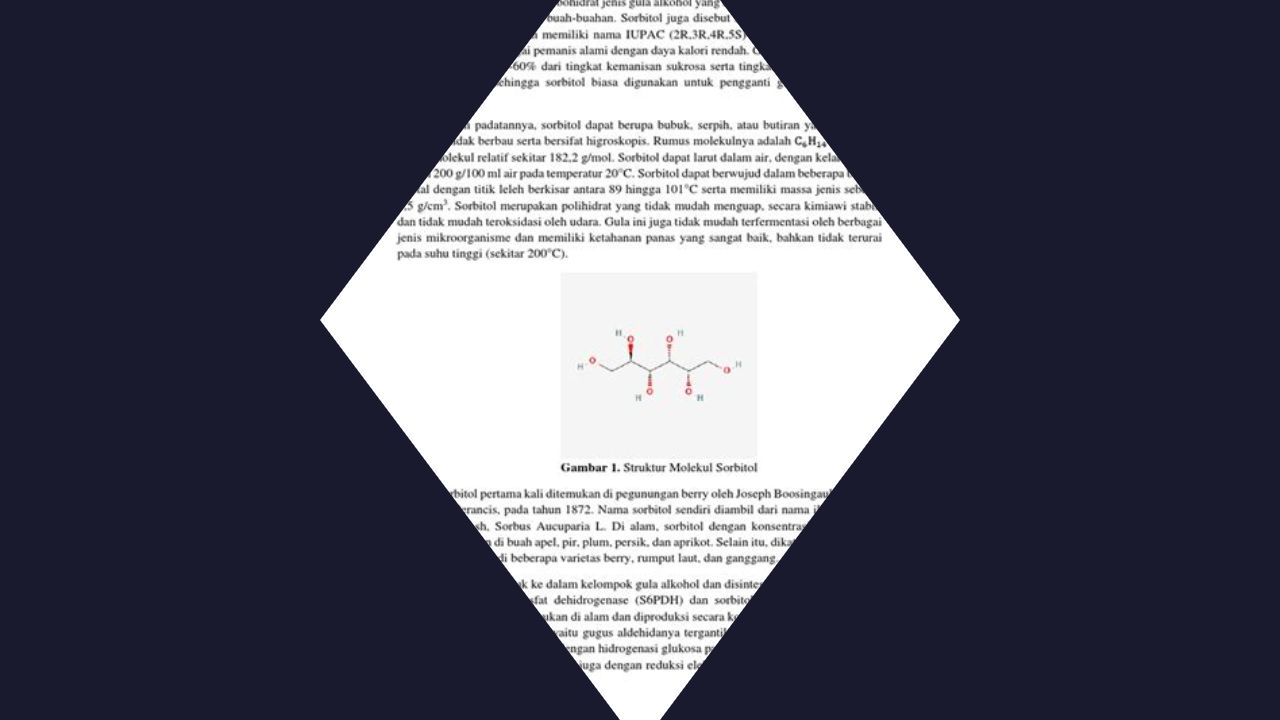 Senyawa Sorbitol: Pengertian, Struktur, Sifat dan Kegunaan