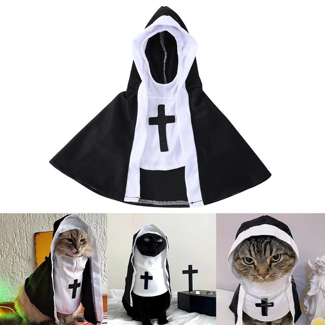 Pet Halloween nun costume design and styling details