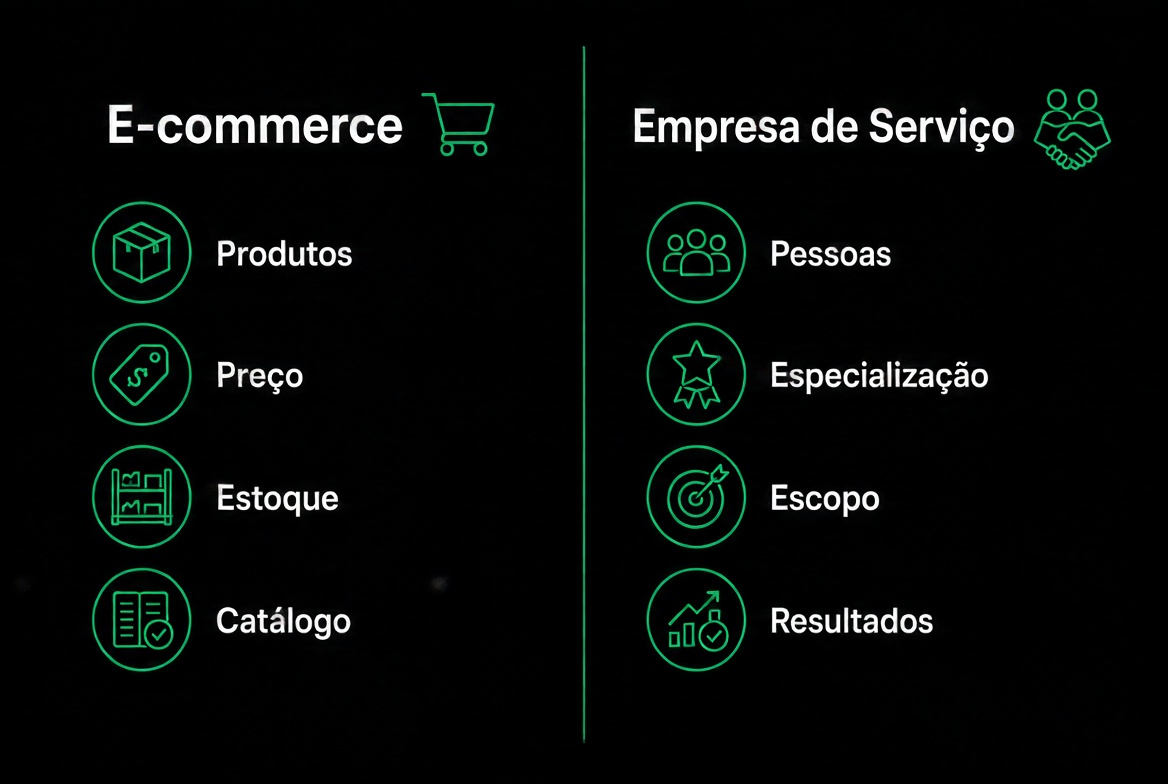 E-commerce vs Empresa de Serviço: lógicas diferentes
