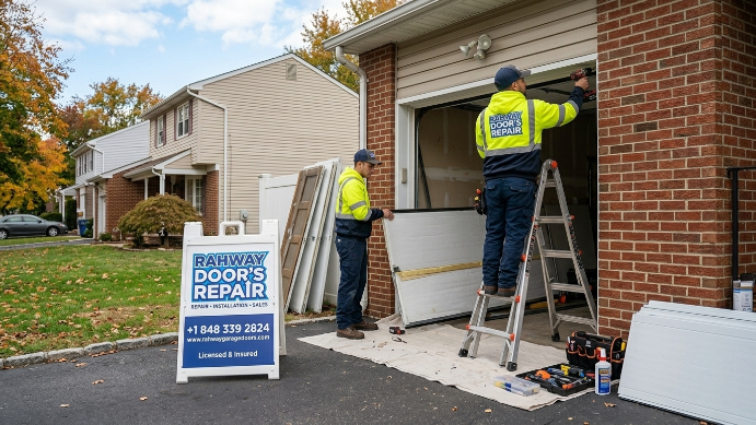 Rahway Garage Door Technician at Work