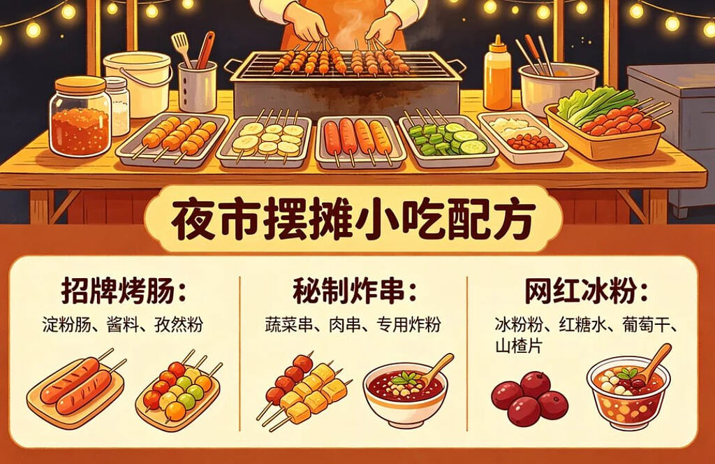 夜市摆摊小吃配方，从备料到出摊全流程教学