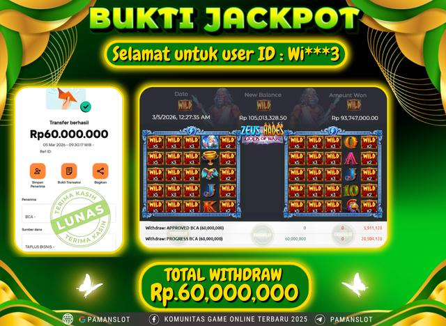 PAMANSLOT JACKPOT Game PP - Zeus vs Hades Rp.60,000,000 - LUNAS