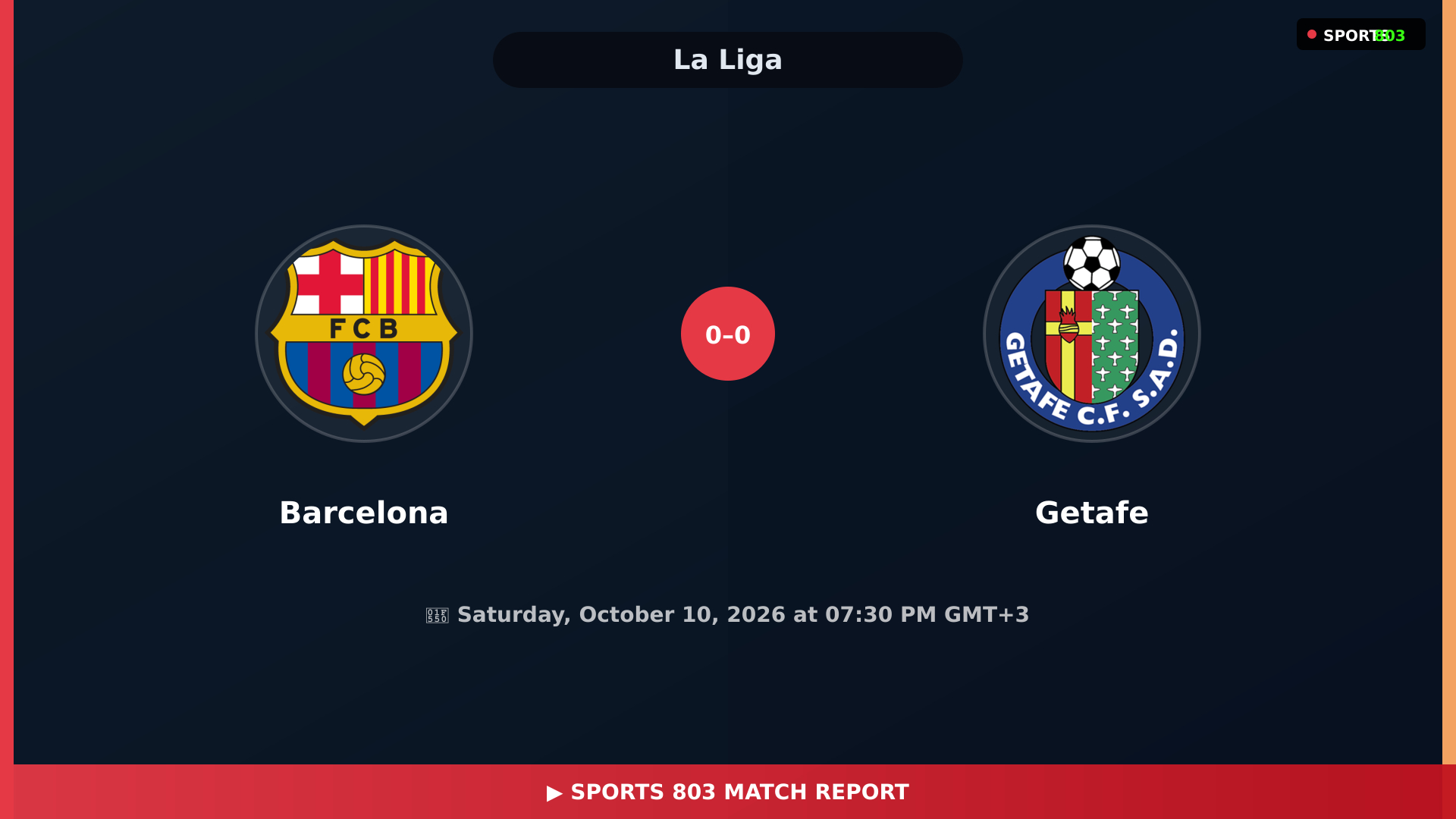 Barcelona vs Getafe – La Liga Live Stream | Sports 803