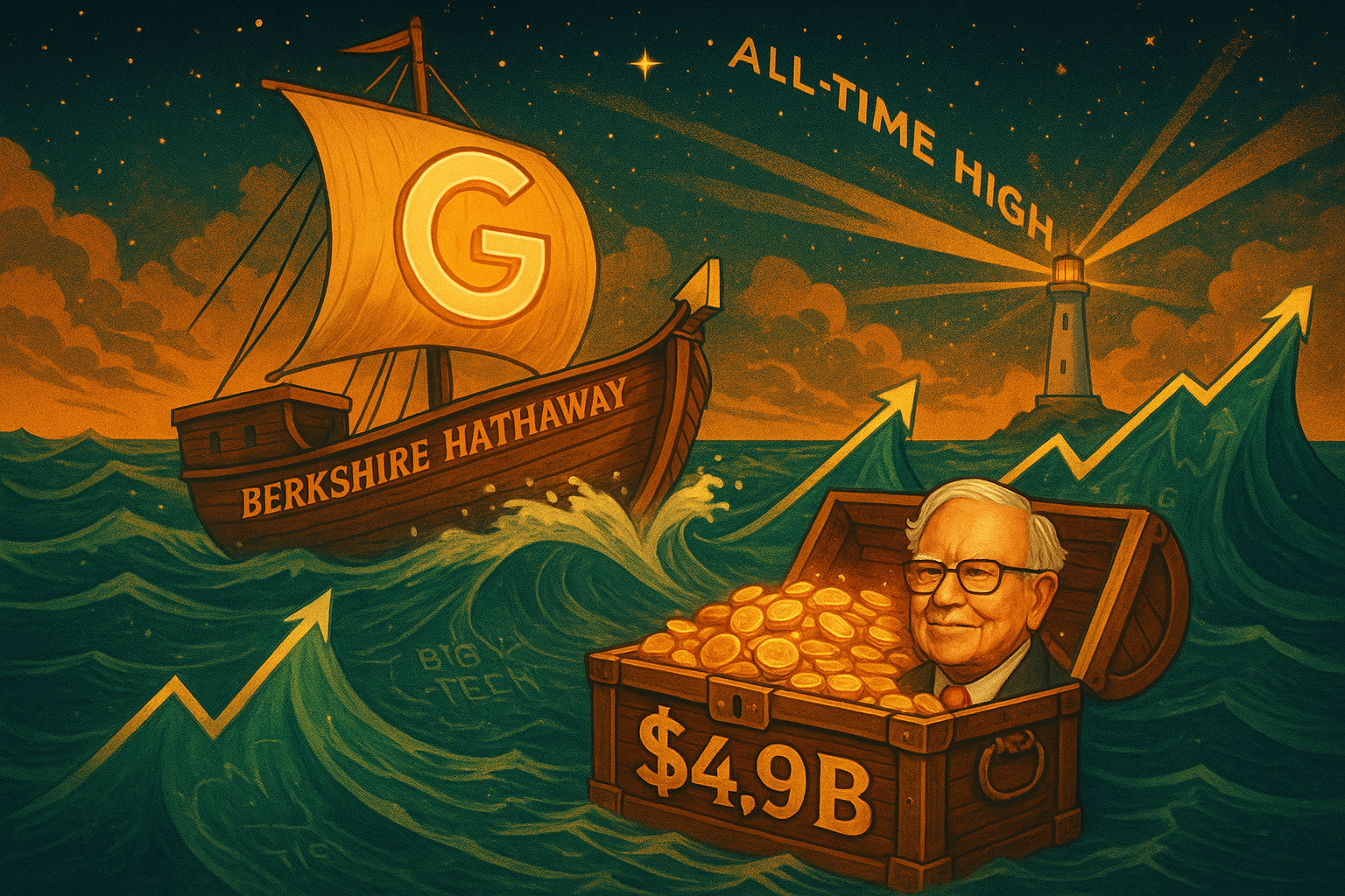 Alphabet stock chart showing surge to all-time high following Berkshire Hathaway investment