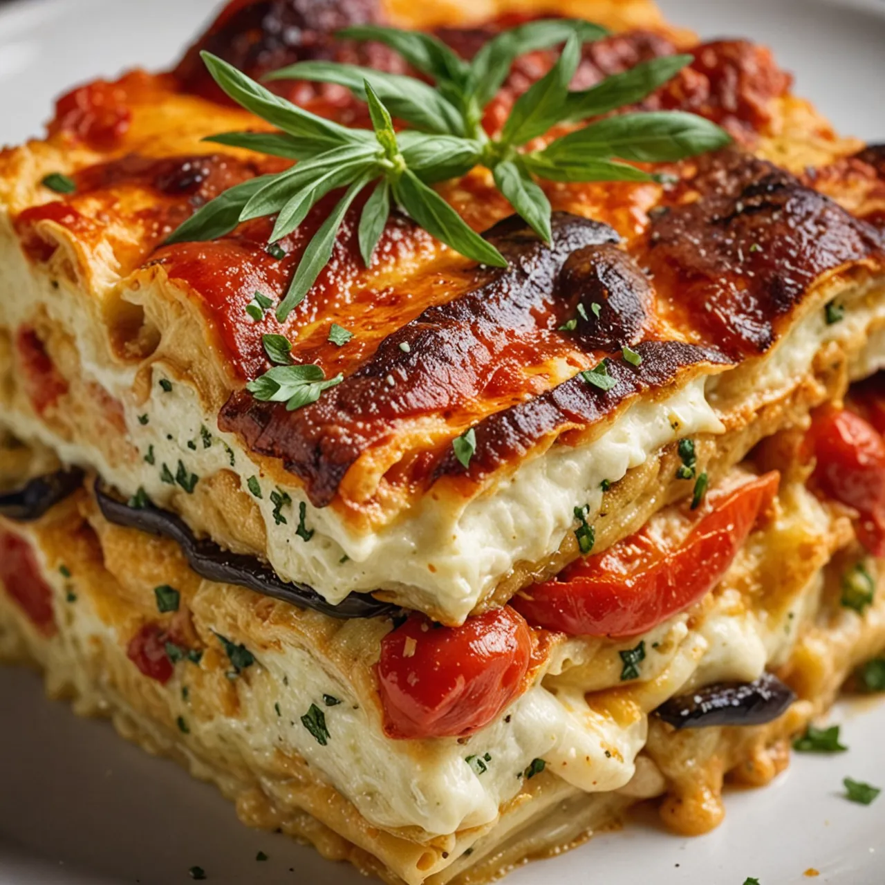 Creamy Mediterranean Layered Vegetable Lasagna Recipe