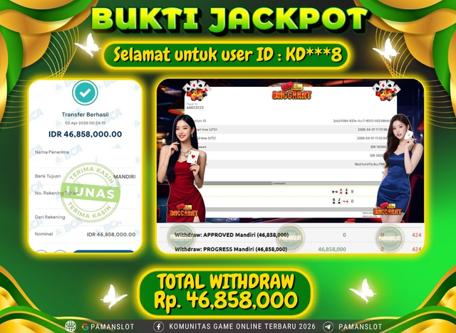 Selamat kepada Member PAMANSLOT Live PP - Baccarat :  KD***8