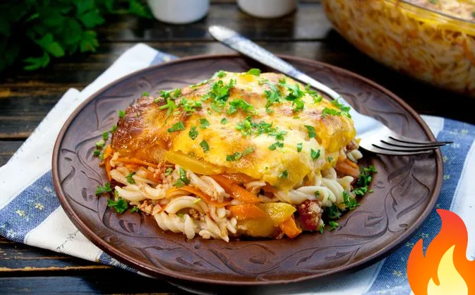 Постер Макароны, запечённые с тыквой и курицей