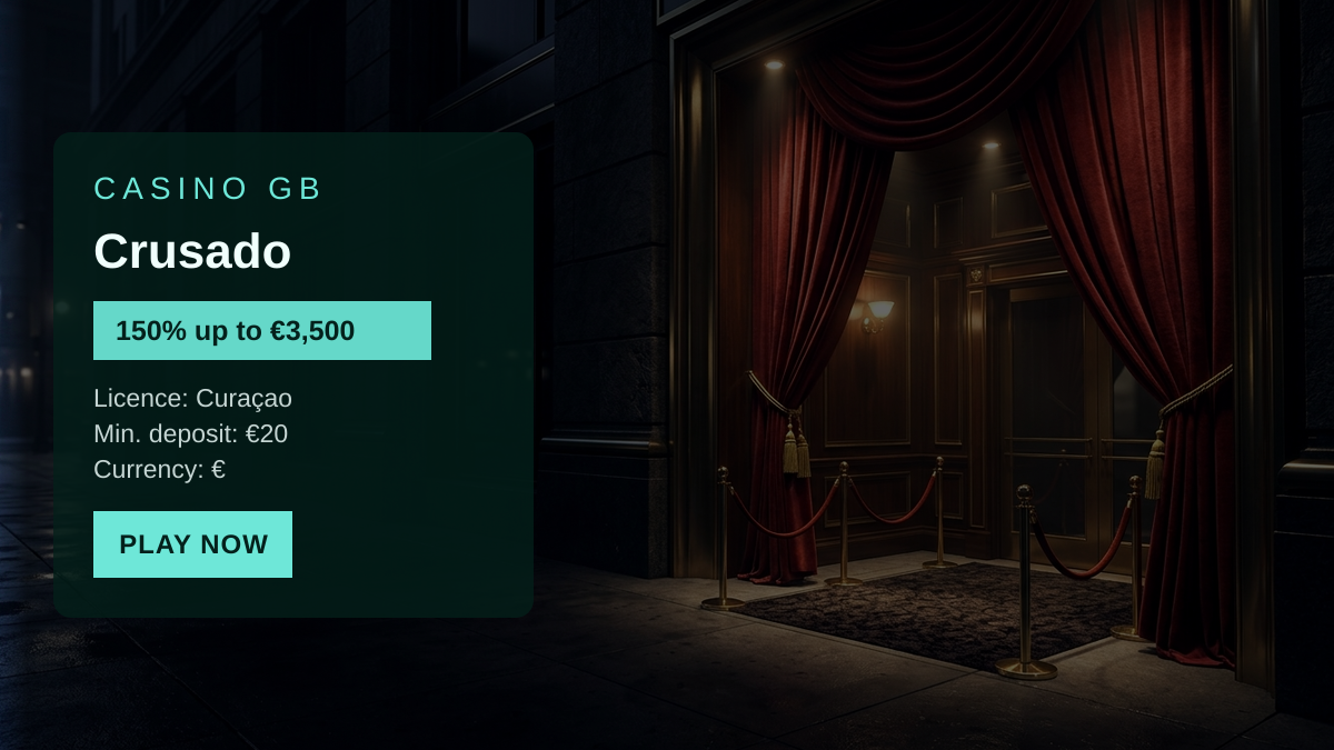 Crusado casino — welcome bonus 150% up to €3,500 + 50 FS, payments: Visa, Mastercard, Skrill, Neteller, Paysafecard