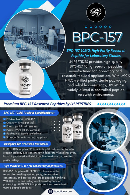 BPC-157 is commonly referenced within broader peptide research discussions because of its unique structural classification and long-standing presence in laboratory-focused peptide communities.

Researchers studying peptides often examine areas such as:

Molecular structure

Stability characteristics

Laboratory synthesis

Peptide categorization

Compound interaction patterns

Most people don’t realize…

Modern peptide science involves much more than isolated compound analysis alone.

Contact : LH Peptides

Phone: 567-202-3240

Location: Perrysburg, Ohio

Read Our Blogs:

https://6a142227c8674.site123.me/

https://lhpeptides.brushd.com/entry/27192/ghk-cu-lyophilized-powder-100mg

https://medium.com/@lhpeptides/ghk-cu-0ed073f56286

More Links:

https://litelink.at/lhpeptides

https://www.apsense.com/user/lhpeptides

https://www.behance.net/lhpeptides