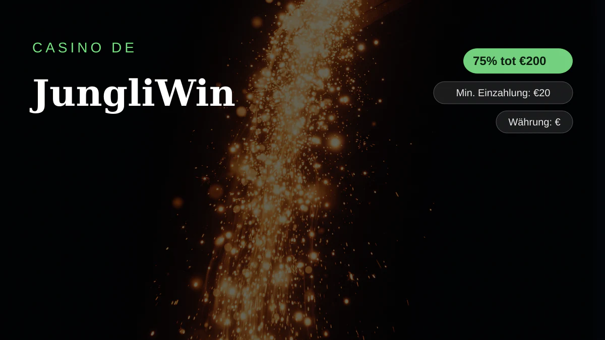 JungliWin Casino — Willkommensbonus 75% tot €200 + 50 FS, Zahlungen: Visa, Mastercard, iDEAL, Revolut, Jeton