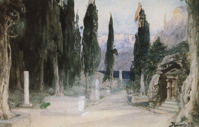 Кладбище среди кипарисов 1897
