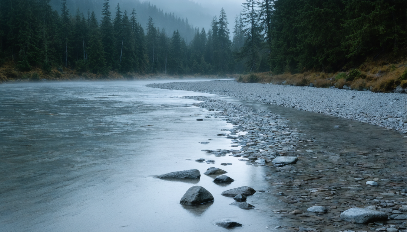 A river revealing what was always underneath, waiting for no committee's permission to recede.