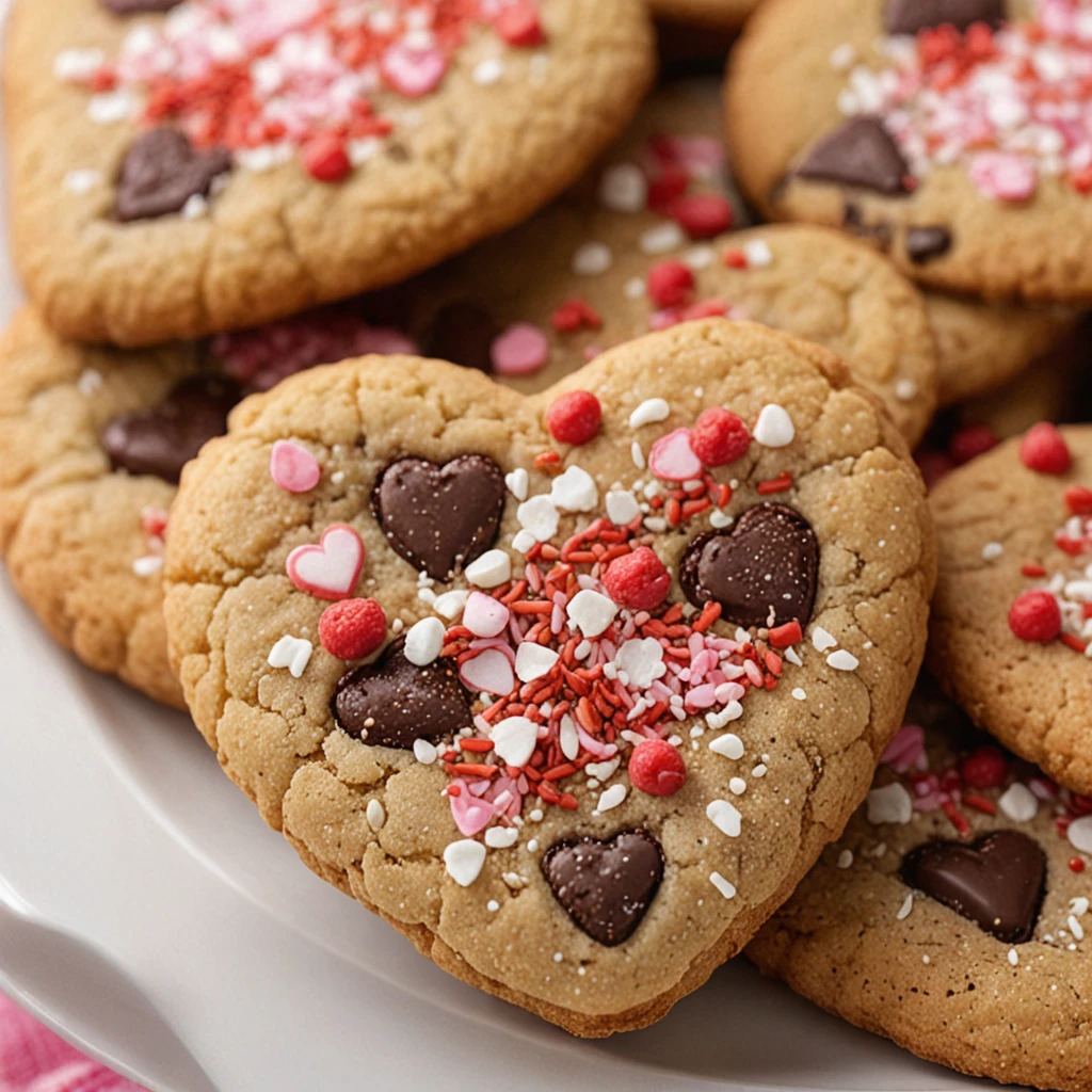 Heart-Shaped Cookie with Chocolate Chips