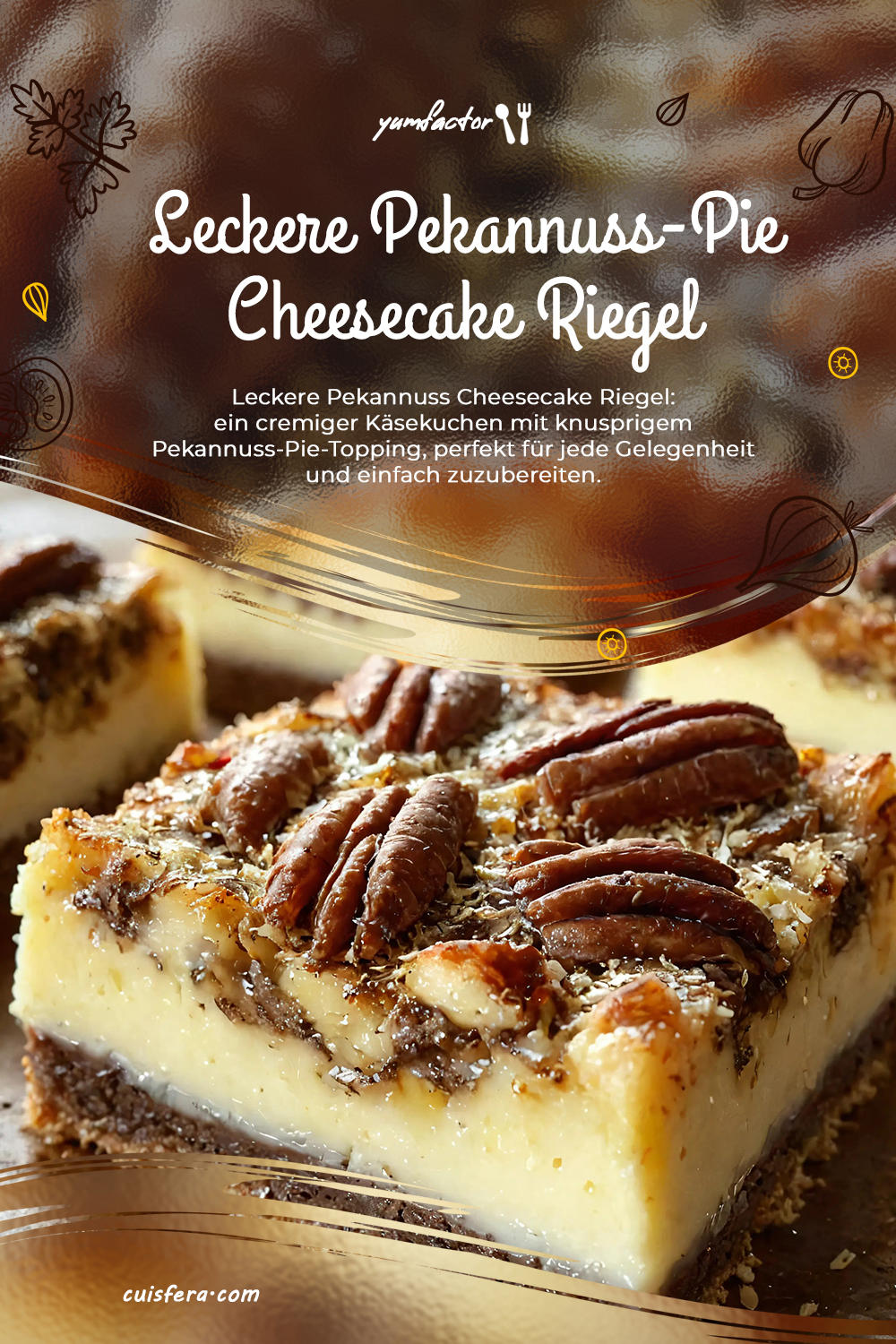 Leckere Pekannuss-Pie Cheesecake Riegel