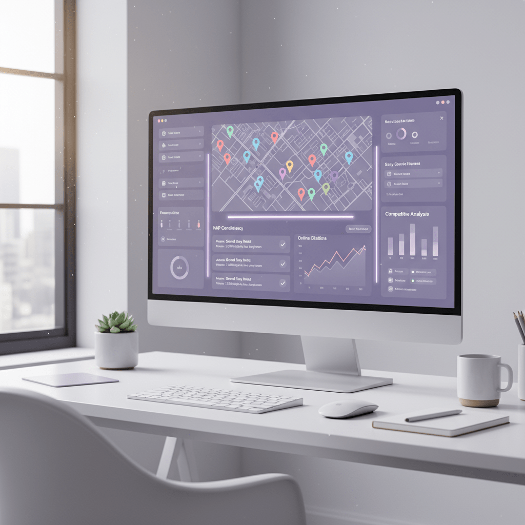 Hotel location data dashboard with map pins and citations
