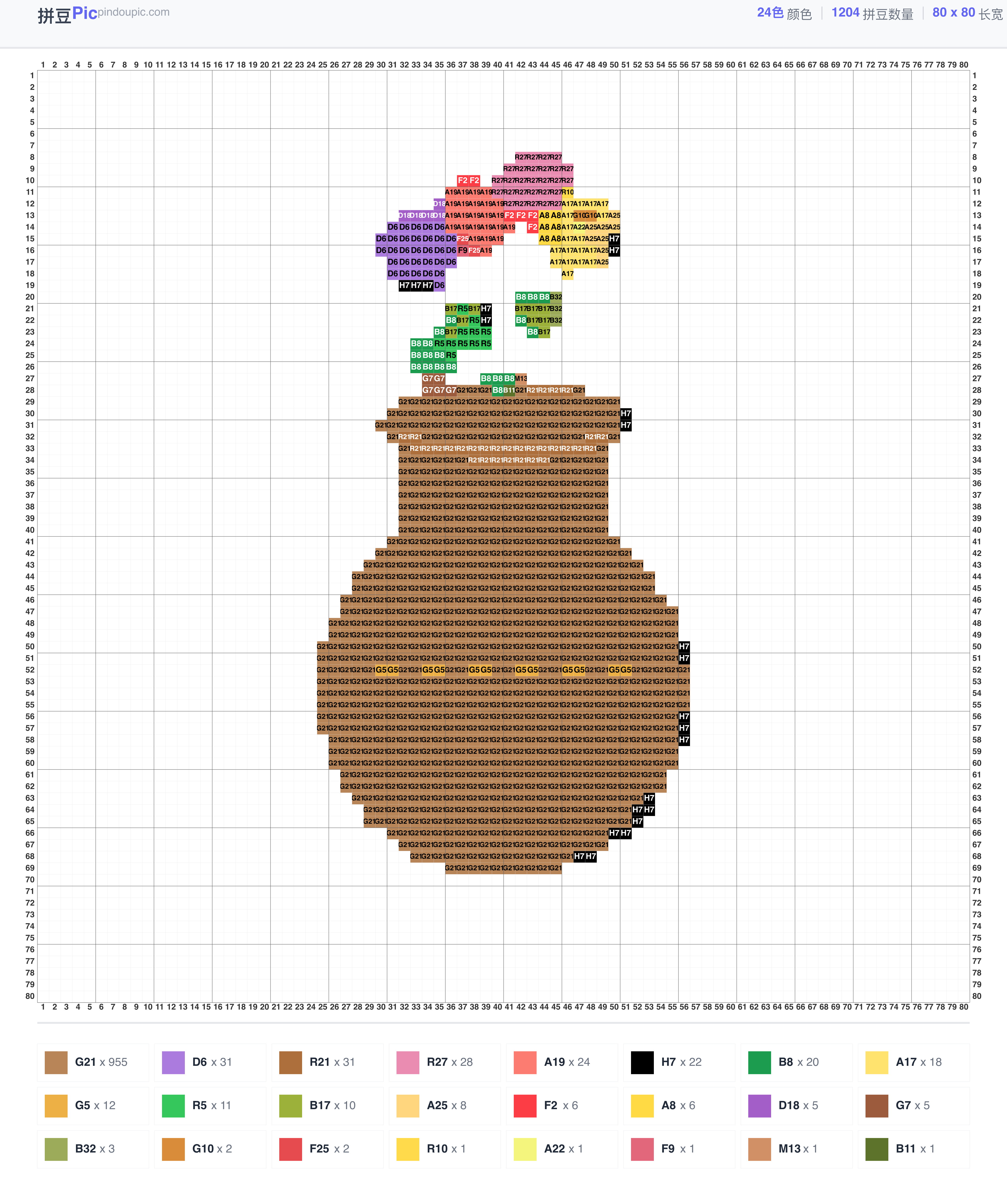儿童房花瓶拼豆图纸