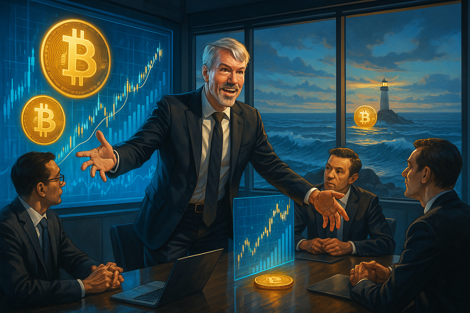Michael Saylor teasing a potential bank meeting on Bitcoin, highlighting institutional interest
