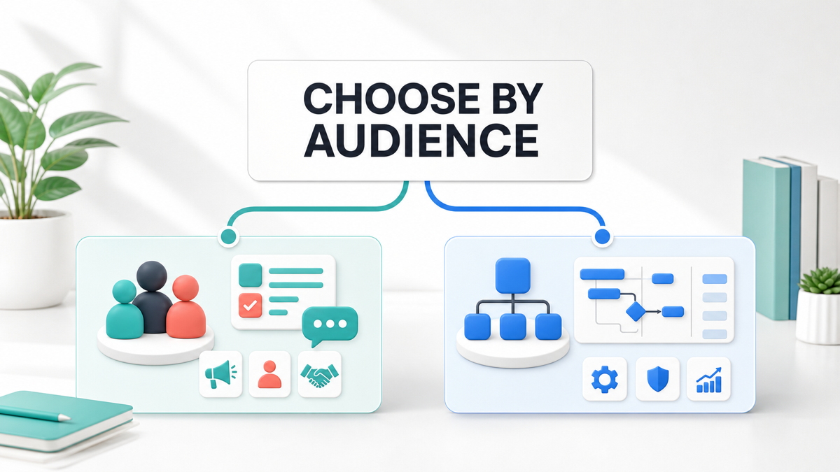 Audience fit map for Teamwork agency readers and Wrike enterprise operations readers