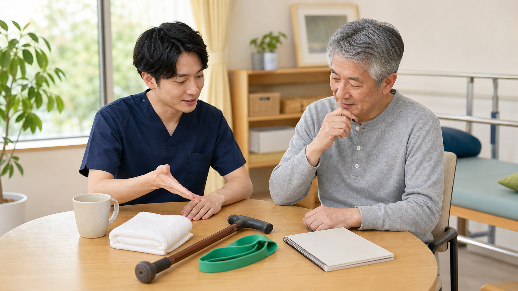 脳卒中リハビリの方法選択で練習内容と生活動作を整理するイラスト