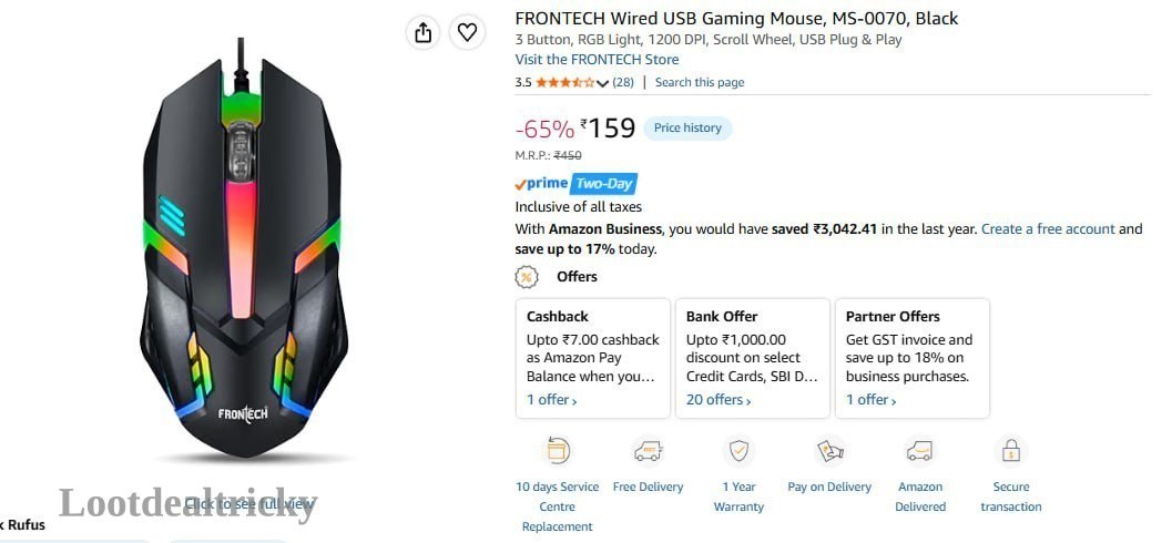 Frontech Wired Usb Offer Image