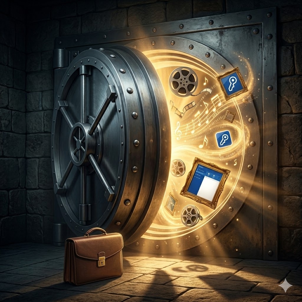 Secure media vault illustrating protected private video storage