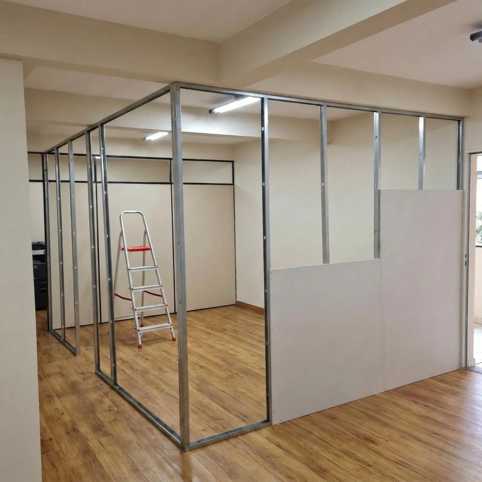 Acabamento em parede de drywall