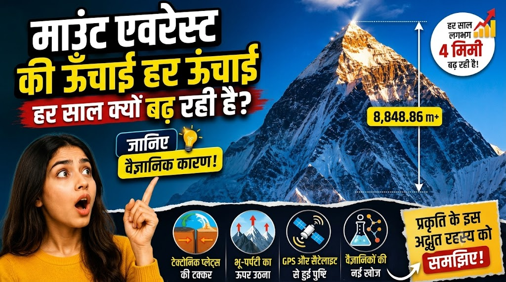 माउंट एवरेस्ट की ऊँचाई हर साल क्यों बढ़ रही है? जानिए वैज्ञानिक कारण
