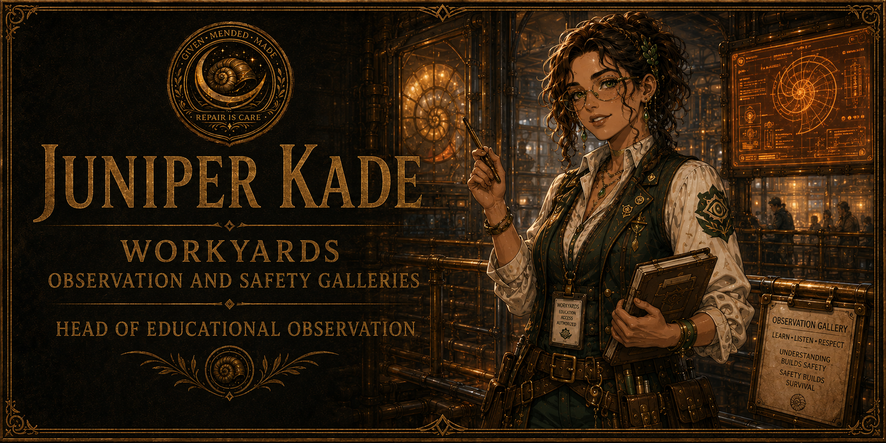 Juniper Kade, Head of Observation and Safety Galleries.