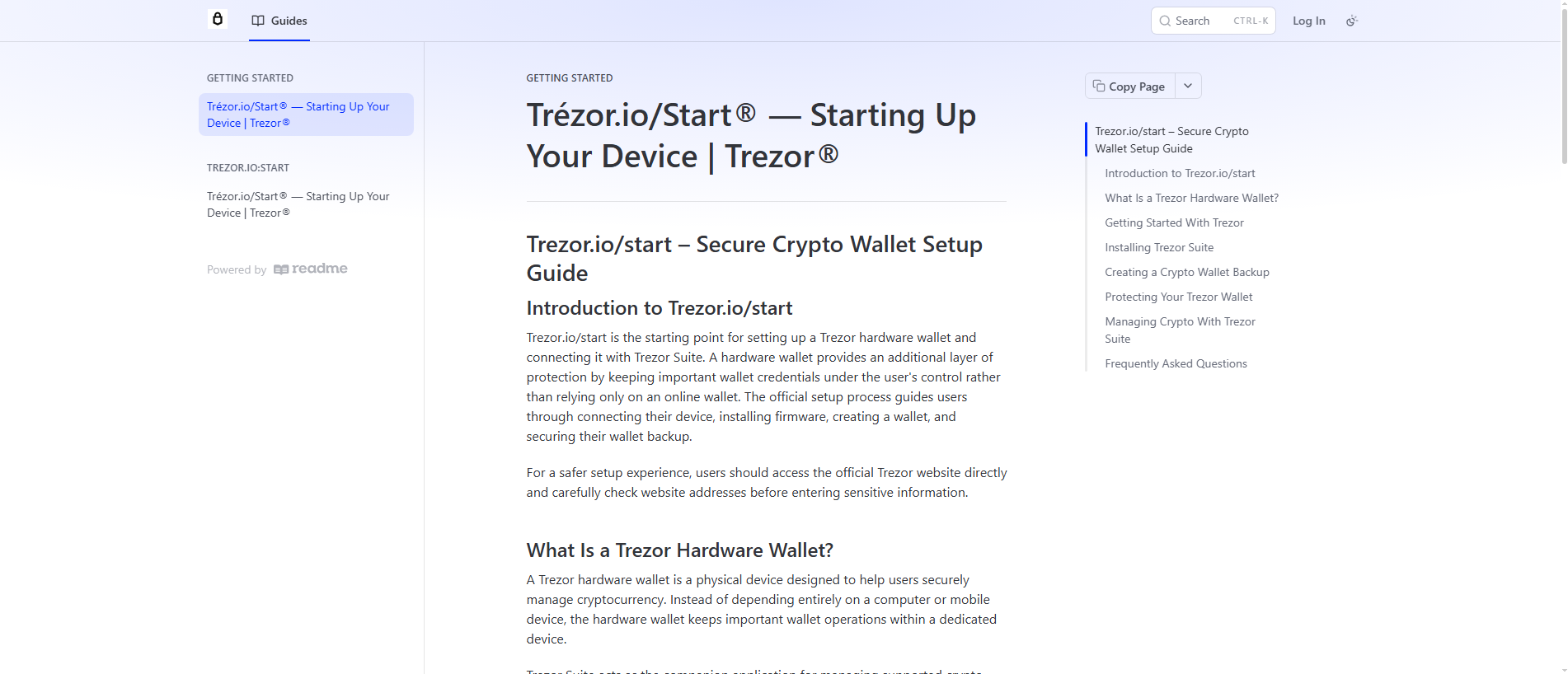 Stored capture of startio-trezo.readme.io
