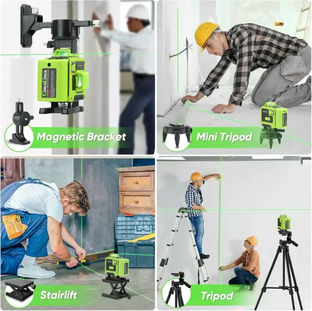 CinusLinus 4D Green Laser Level Self Leveling Mode Demo