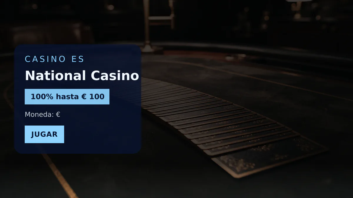 National Casino — bono de bienvenida 100% hasta € 100 + 10 FS, pagos: Visa, Mastercard, Skrill, Paysafecard, Revolut