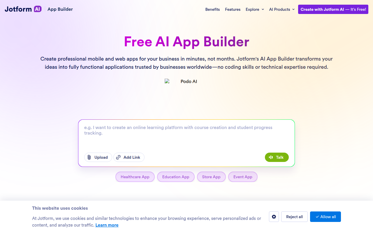 Jotform AI App Builder